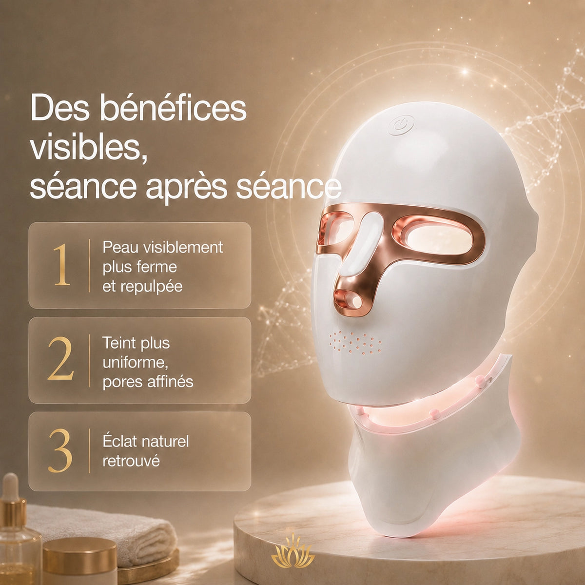 The Glow Care 7-Color LED Face & Neck Mask – Light Therapy for Anti-Aging, Dark Spots, Blemishes & Radiance – Rechargeable