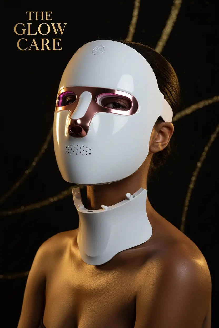 The Glow Care 7-Color LED Face & Neck Mask – Light Therapy for Anti-Aging, Dark Spots, Blemishes & Radiance – Rechargeable